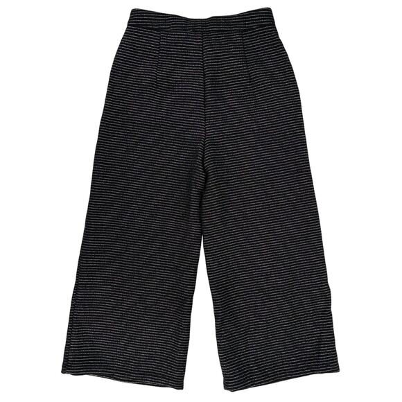 NEW Cider Women's Wide Leg‎ Pants Black W/ Metallic Striping Medium Cropped NWT - Picture 9 of 13